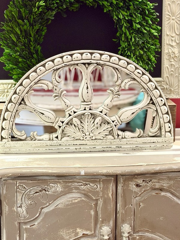 VTG Inspired Whitewashed Halfmoon/Mirrored Decorative Architectural Wall Plaque gallery