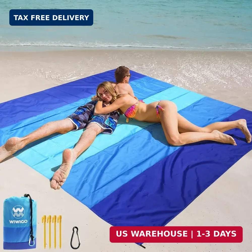 Beach Blanket Waterproof Sandproof Beach Mat 79" X 83"/10'x9'for 2-8 Adults gallery