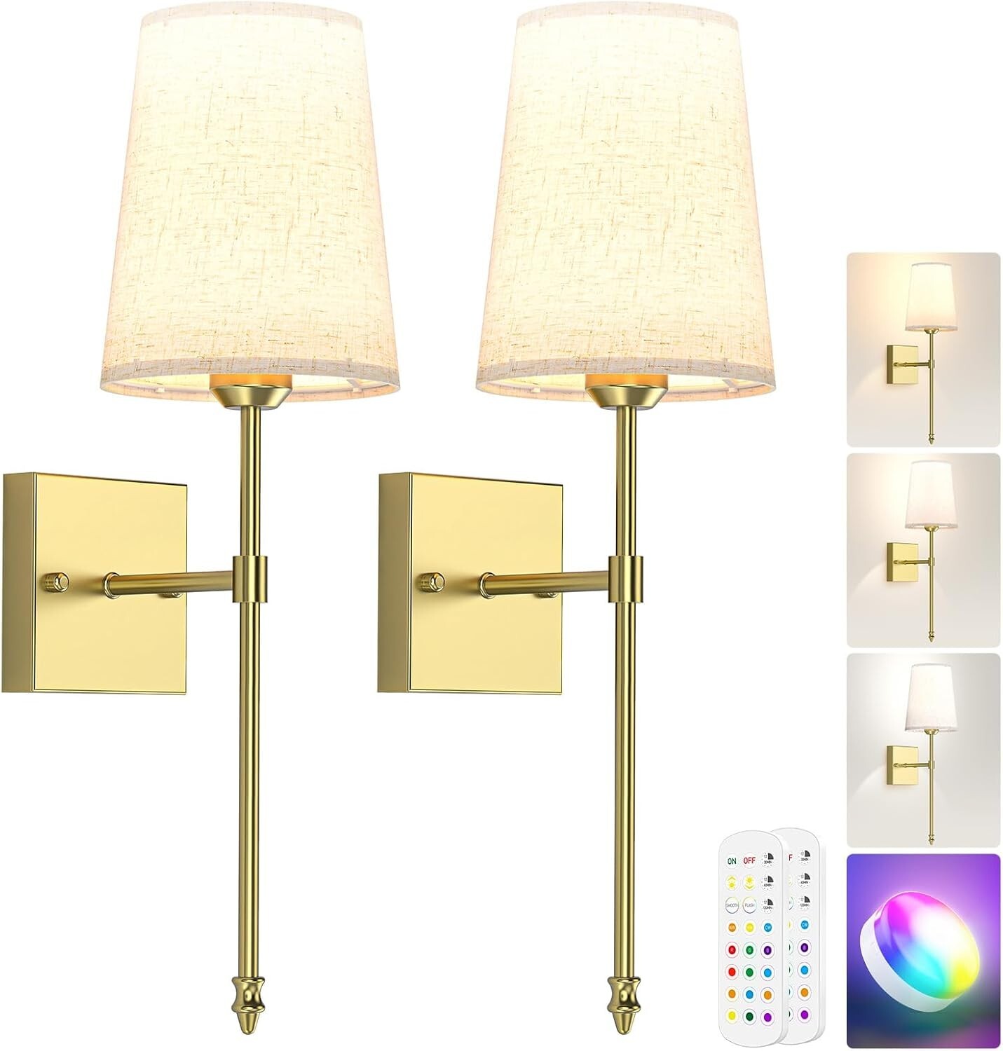 3 Color Temperature Indoor Battery Powered Wall Lamp Light for Bedroom Living gallery