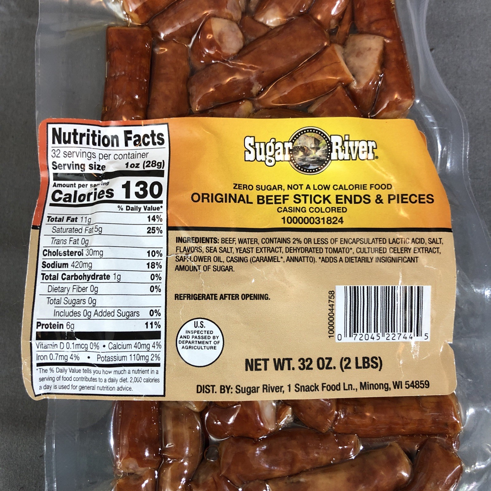 2 x 2lb SUGAR RIVER Original Beef Stick Ends & Pieces Gluten Free NEW PRODUCT gallery