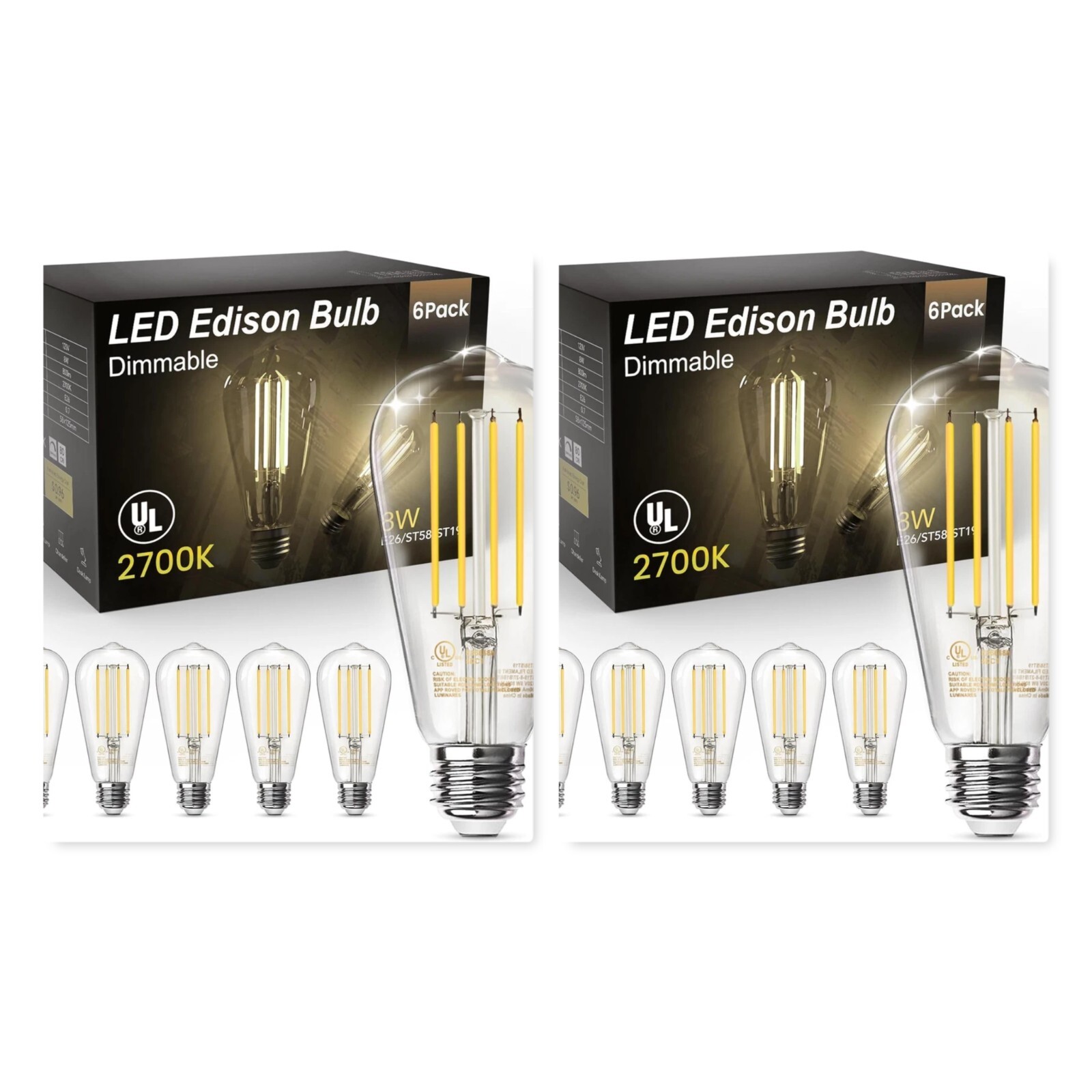 TJOY Edison Light Bulbs 60W Equivalent, 2700K, 2 Boxes (12 Units) gallery