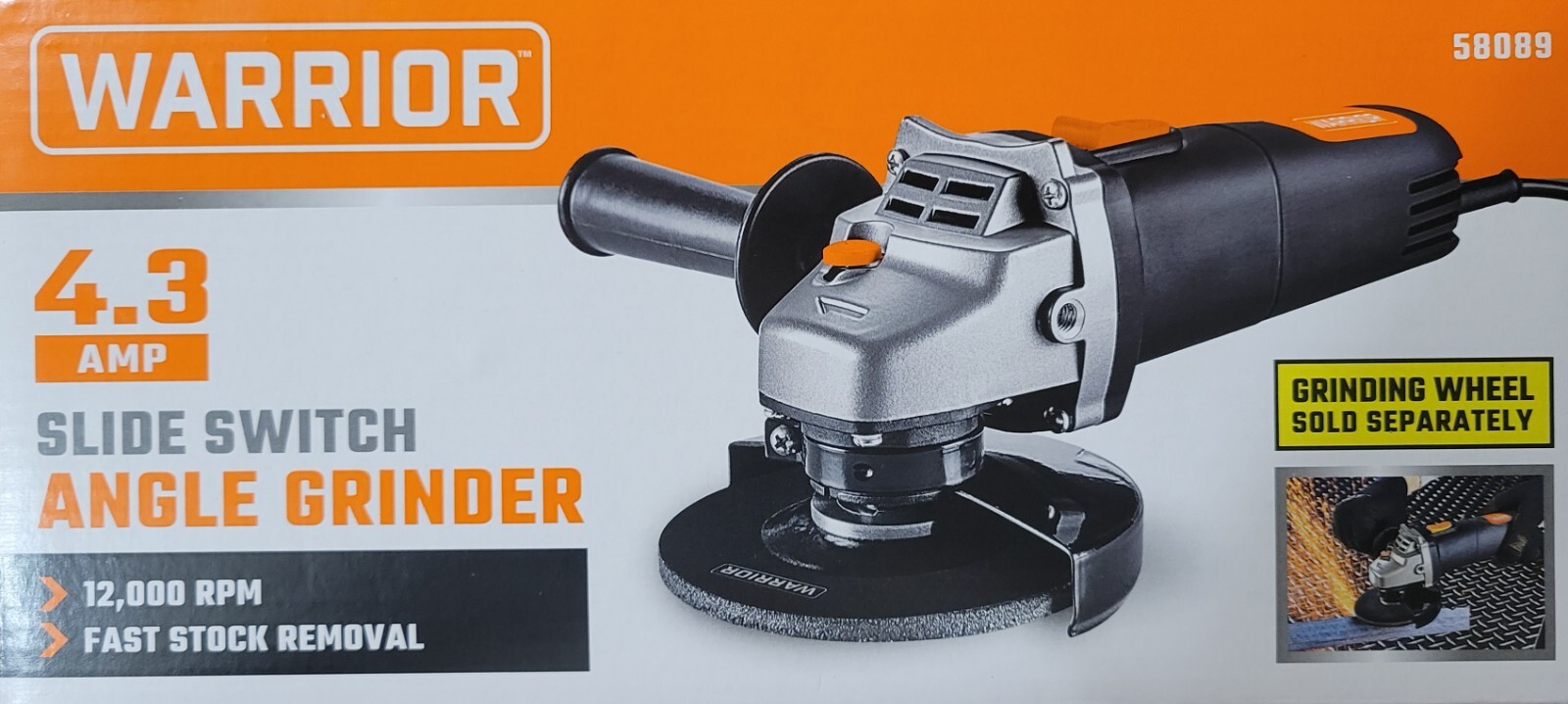 4-1/2 In Warrior Angle Grinder With Slide Switch 4.3 Amp 12000 RPM gallery