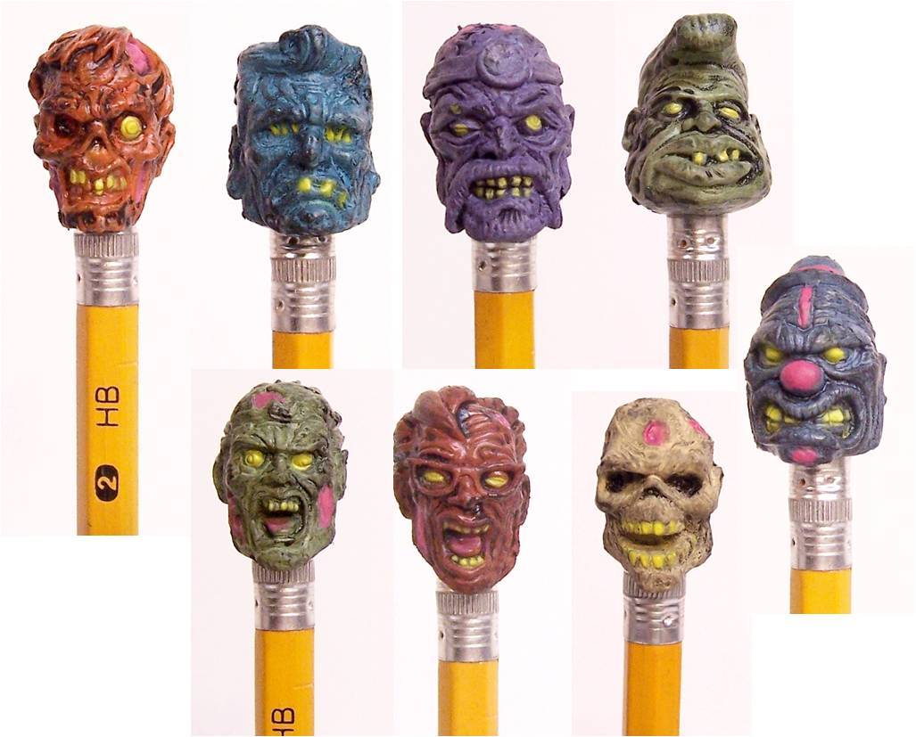 ZOMBIE PLANET Pencil Toppers Set 10 pc 2 Doubles Figures Party Favors 1" Zombie gallery