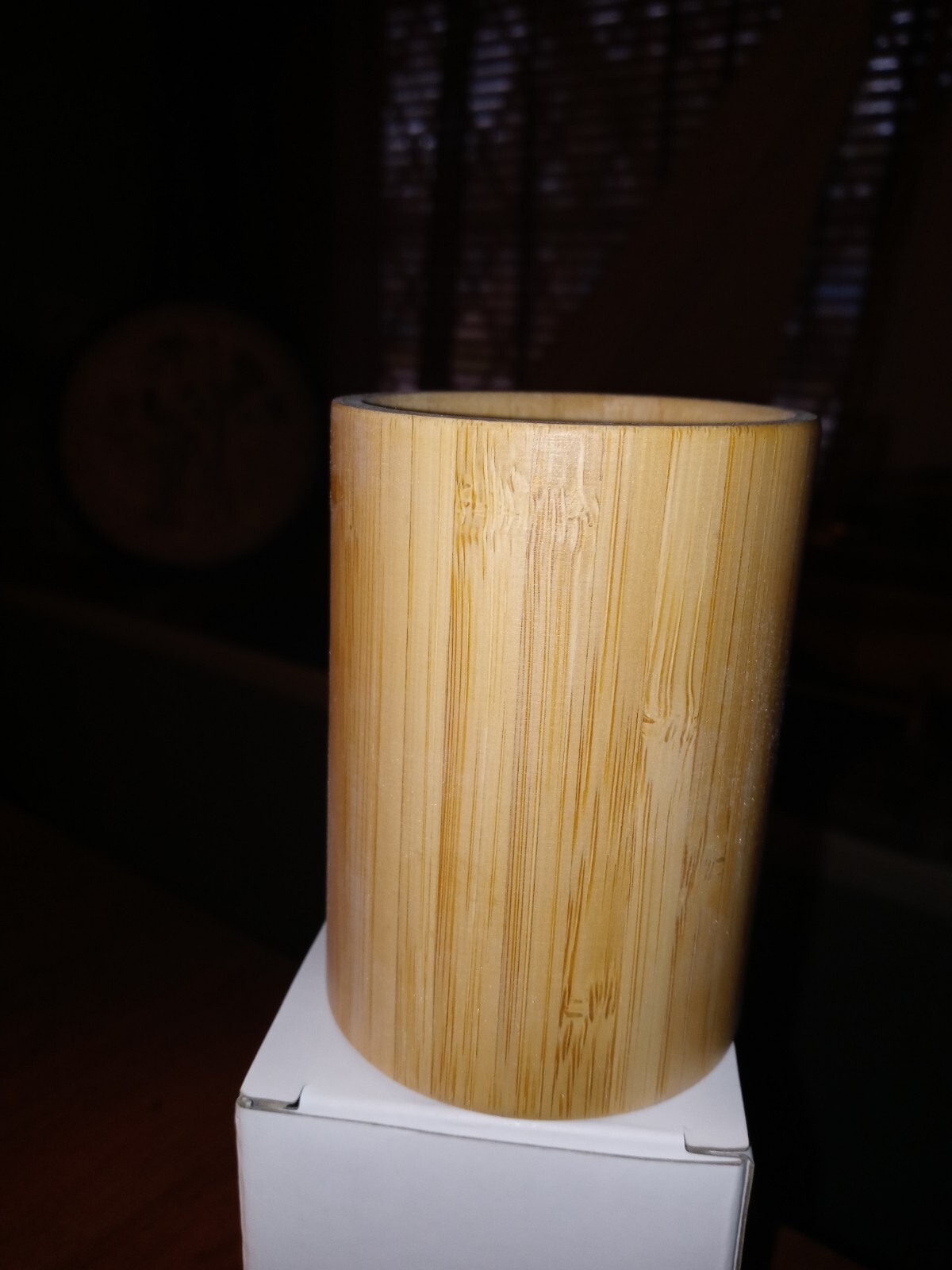ORIGINS SOLID NATURAL BAMBOO WOODEN COLD CUP 3.5" HOLDS 7 oz. LIQUID NEW IN BOX gallery