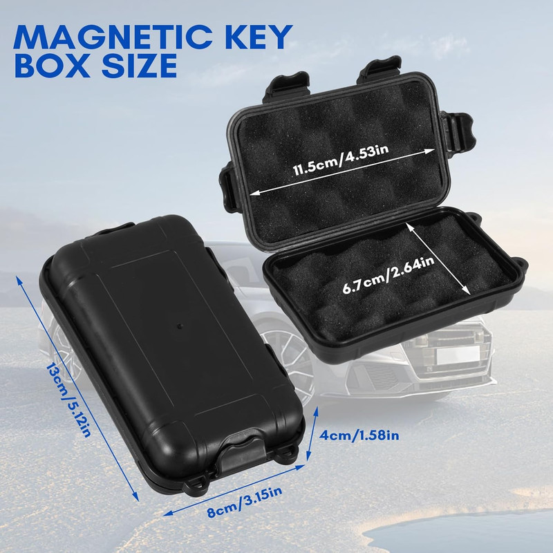 2 Pack Magnetic Key Holder Box - Waterproof & Dustproof Hide a Key Box for Car, gallery