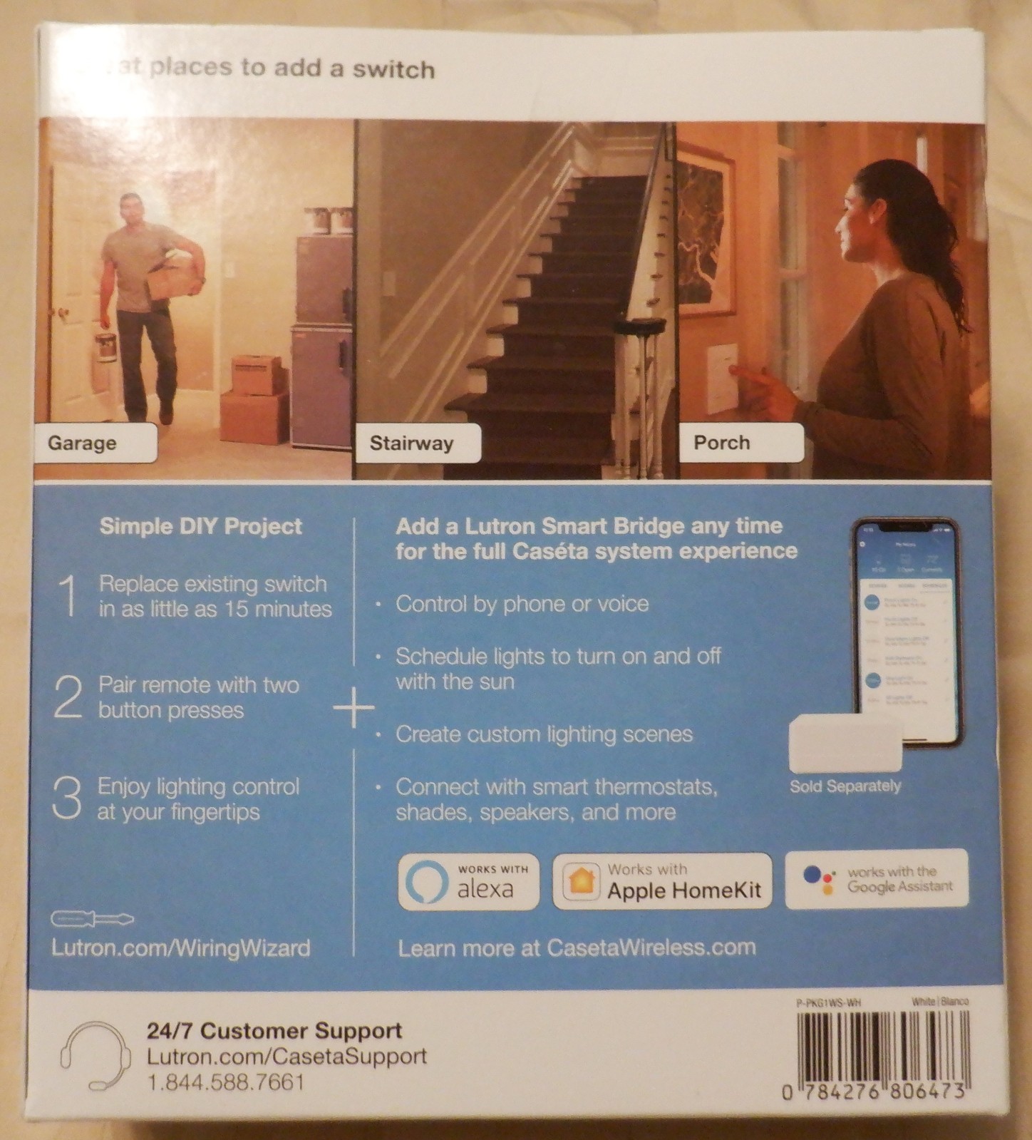 LUTRON Caseta Wireless Smart Dimmer & Remote Wall &Ceiling Lamp #P-PKG1WS-WH-R gallery