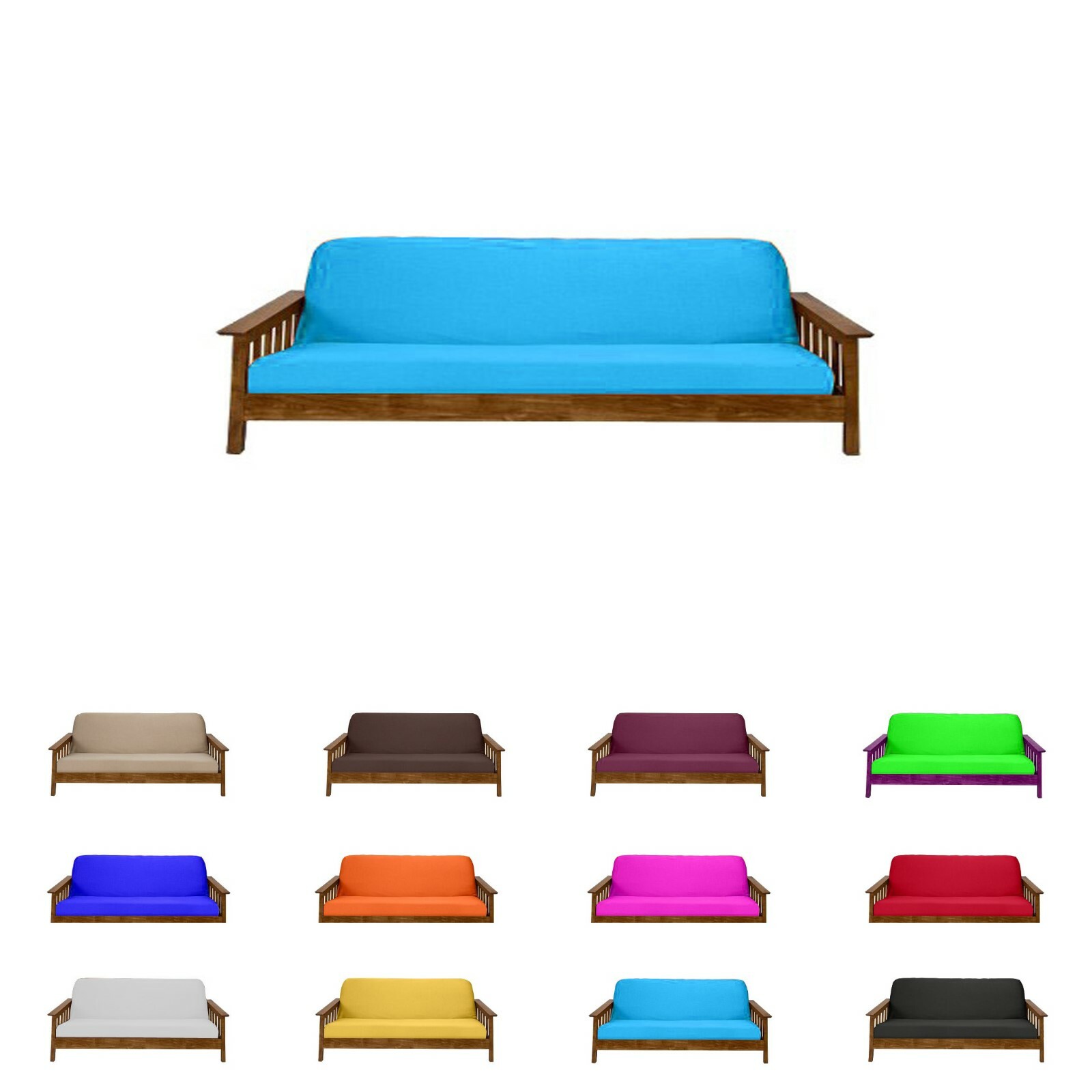 Solid Turquoise Full Size Futon Mattress Cover, Bed Protector, Slipcover, Covers gallery