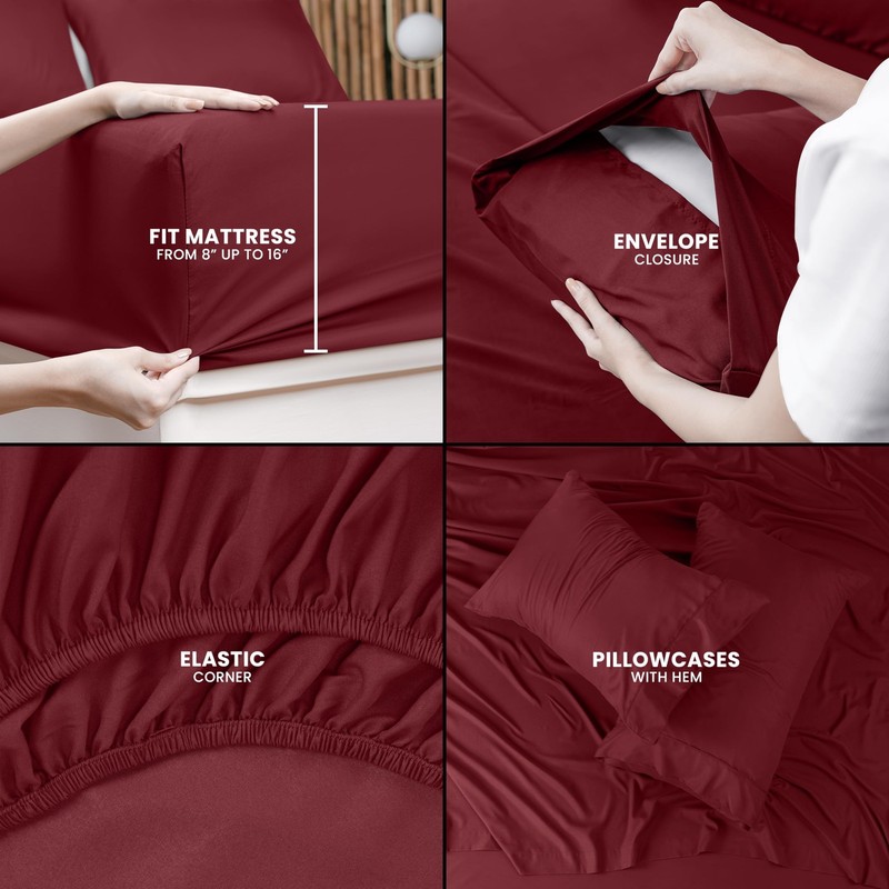 Utopia Bedding Full Sheet Set – 4 Piece Bed Sheets for Full Size Bed, Soft an... gallery