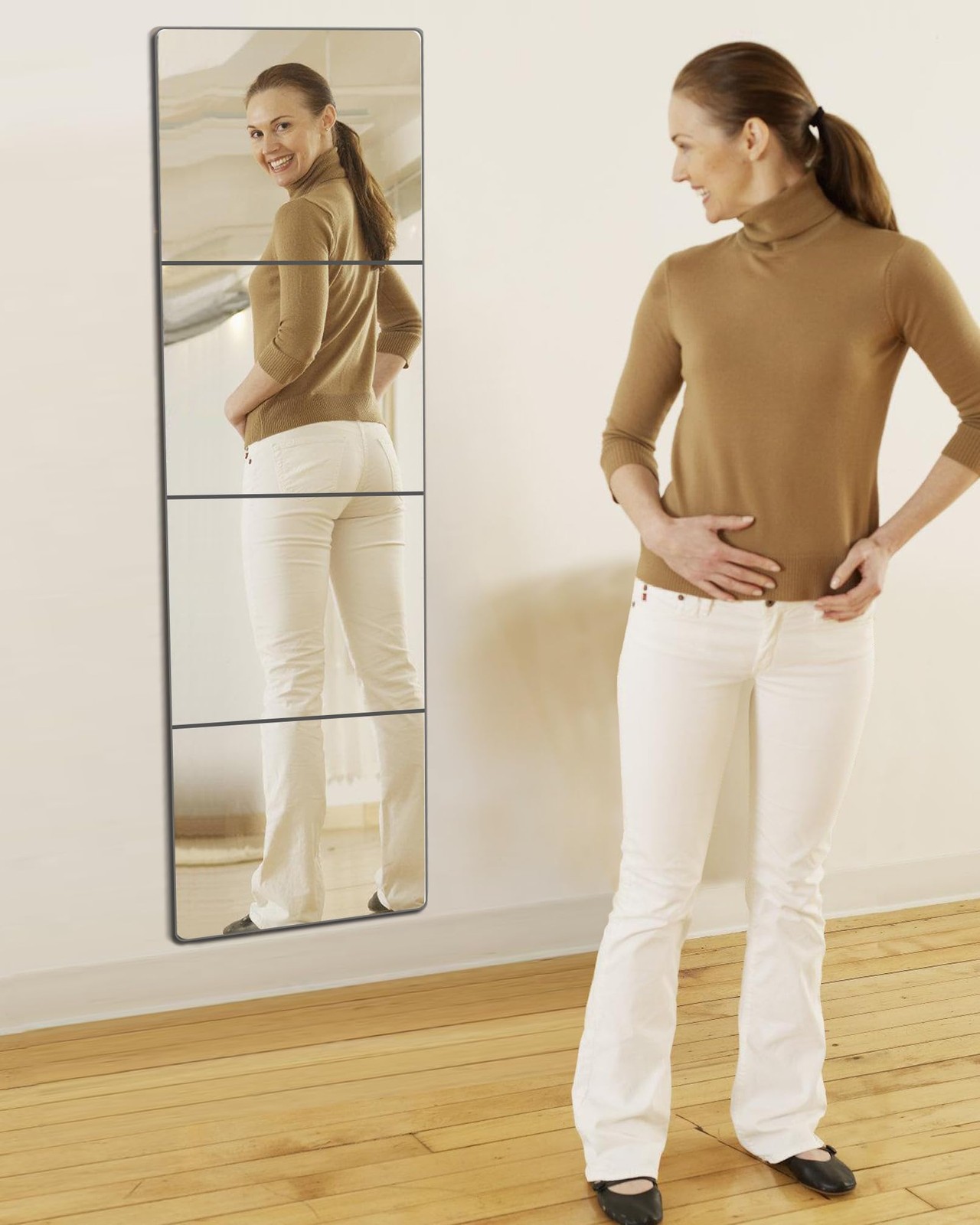 Shatterproof Kids Wall Mirror Tiles, 4Pcs 10"x10" Self 10"L x 10"W, Silver gallery