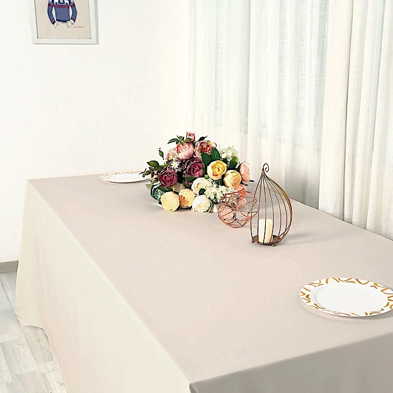 BEIGE Polyester 90x156" Rectangle TABLECLOTHS Wedding Party Home Linens SALE gallery