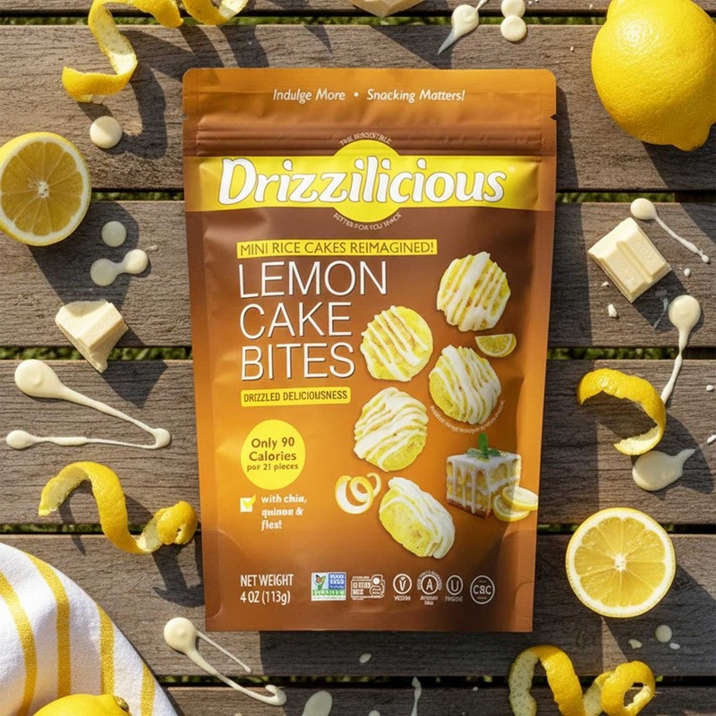 Drizzilicious Lemon Cake Bites Mini Rice Cakes Vegan Gluten Free Snacks 8oz gallery
