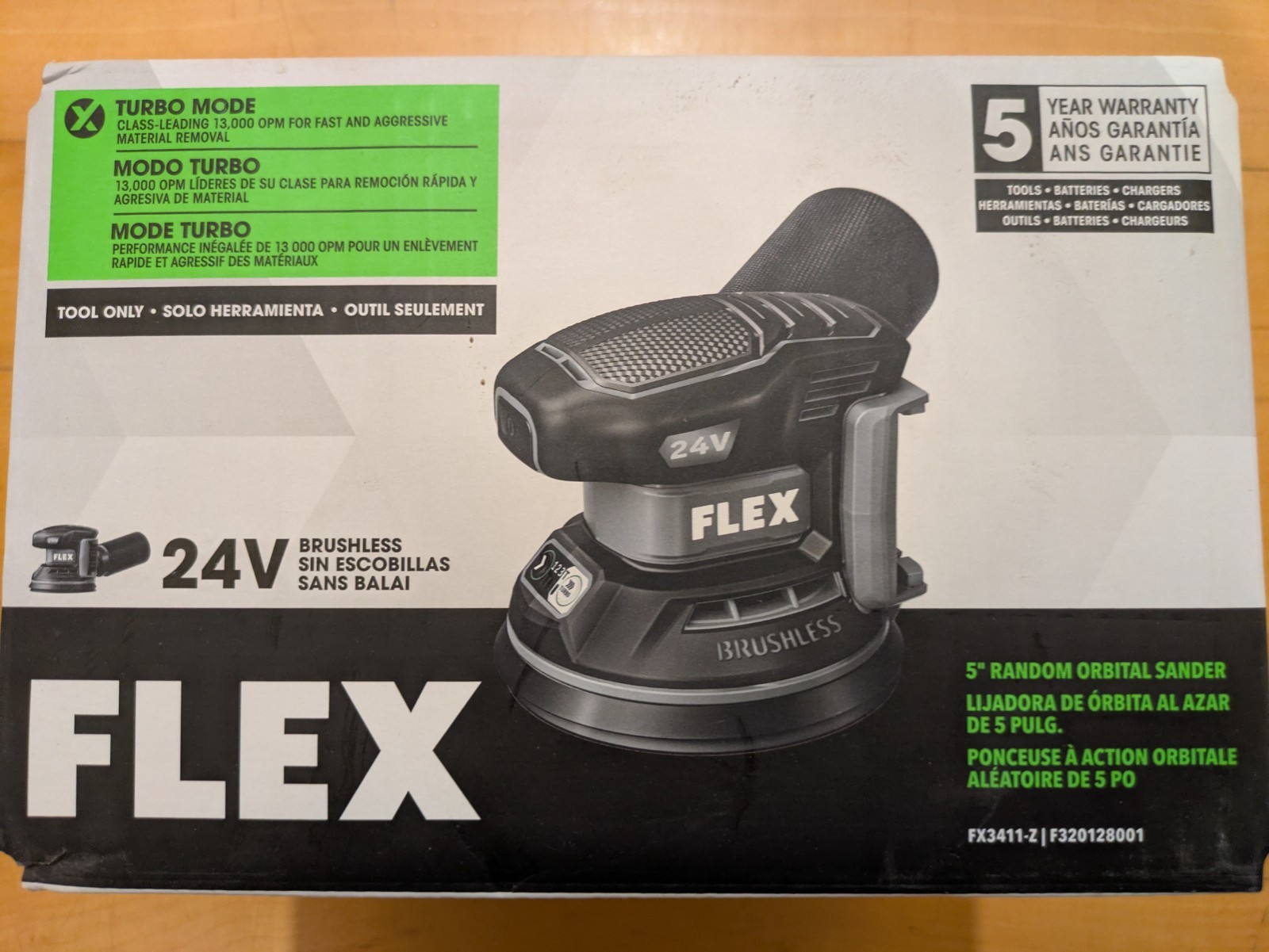 FLEX FX3411-Z 24V 5-in. Brushless Random Orbital Sander (TOOL ONLY) - NIB gallery