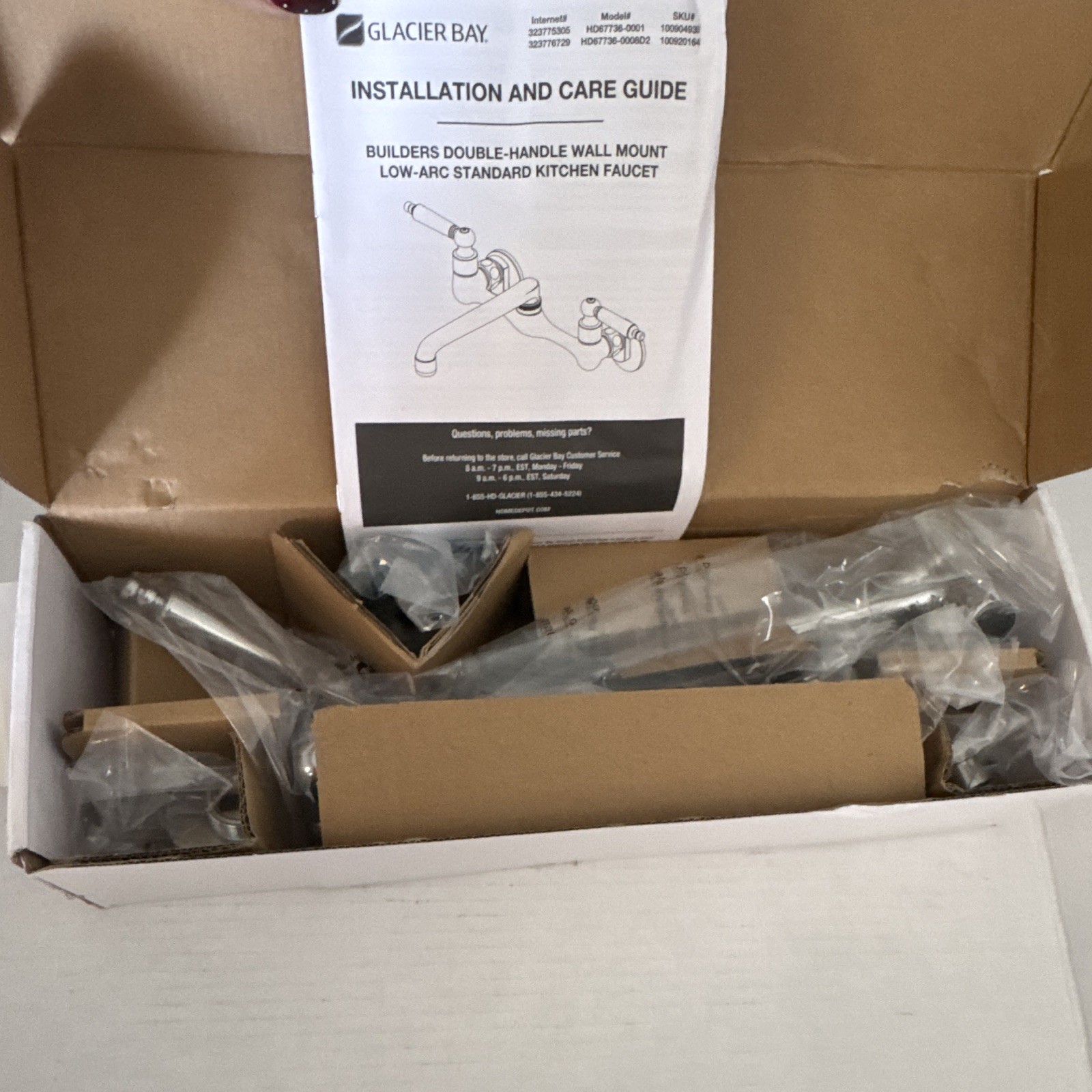 Glacier Bay Builders 2-Handle Wall-Mount Low Arc Faucet Chrome HD67736 gallery