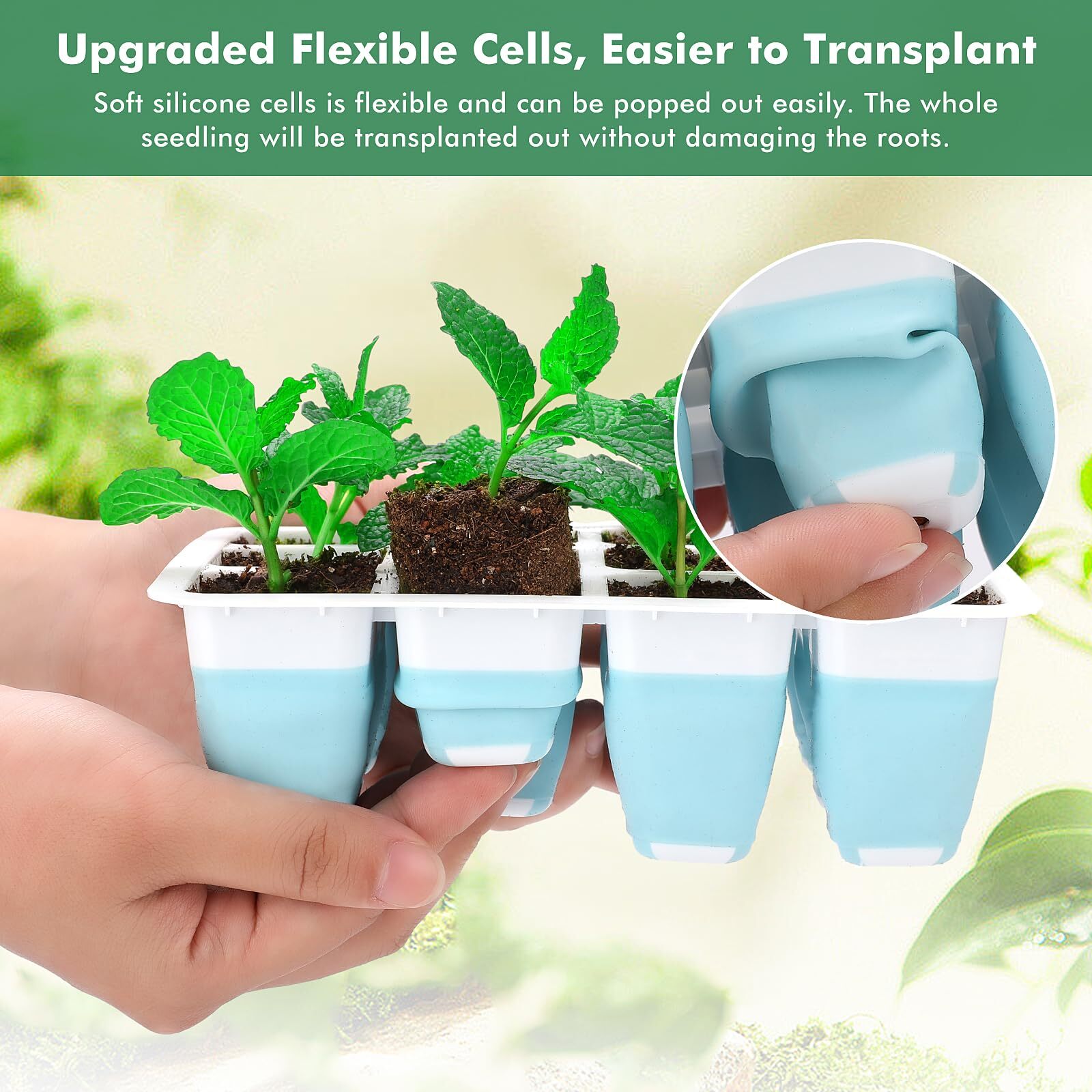 72 Cell Seed Starter Tray Kit with Humidity Dome 6 Pack for Indoor Gardening gallery