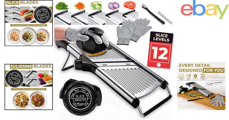 Kitchen Vegetable Slicer for Potatoes, Tomatoes, and Onions with Cleaning Brush gallery