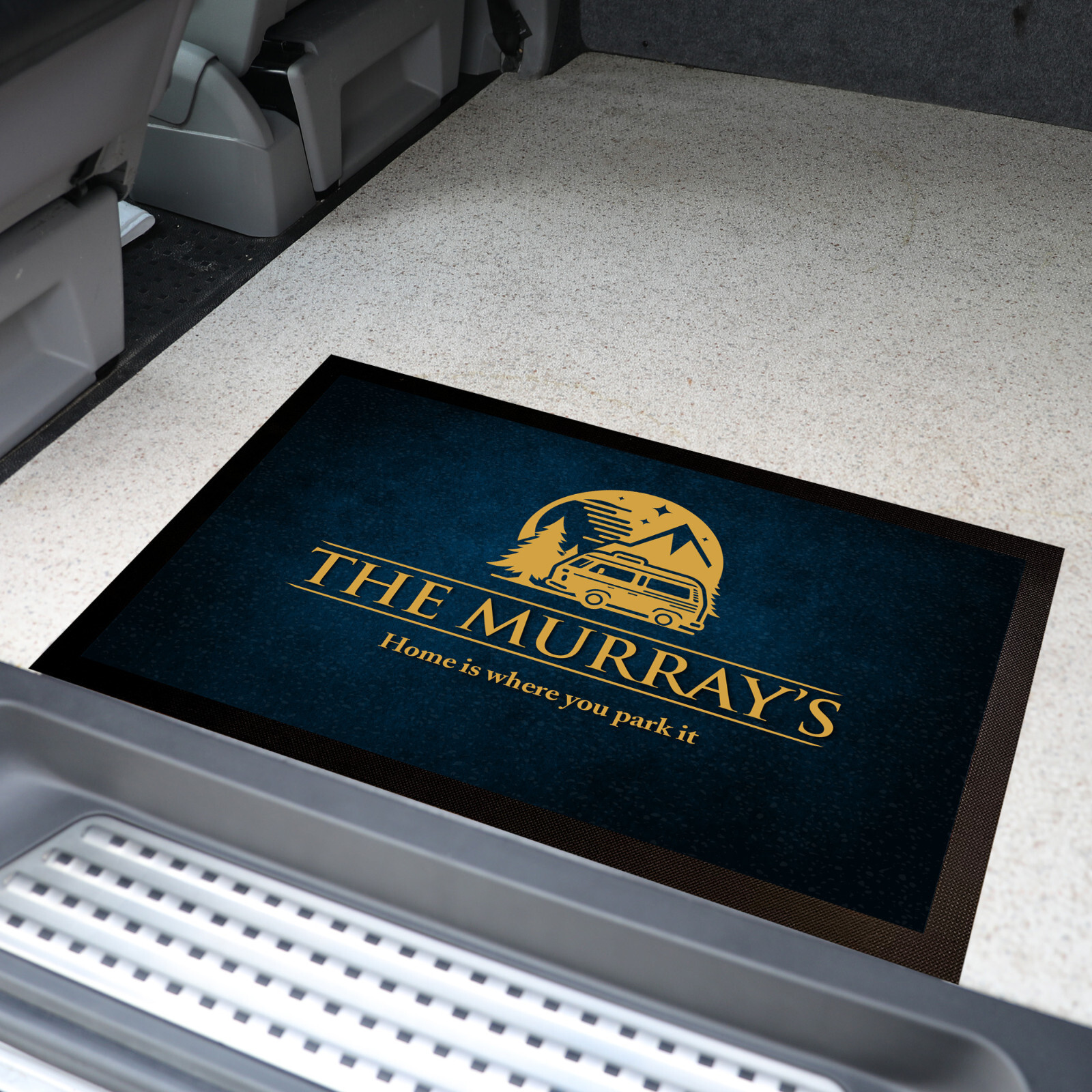 Personalised Motorhome mat - Blue Grunge Campervan door mat 60 x 40 cm PS950 gallery
