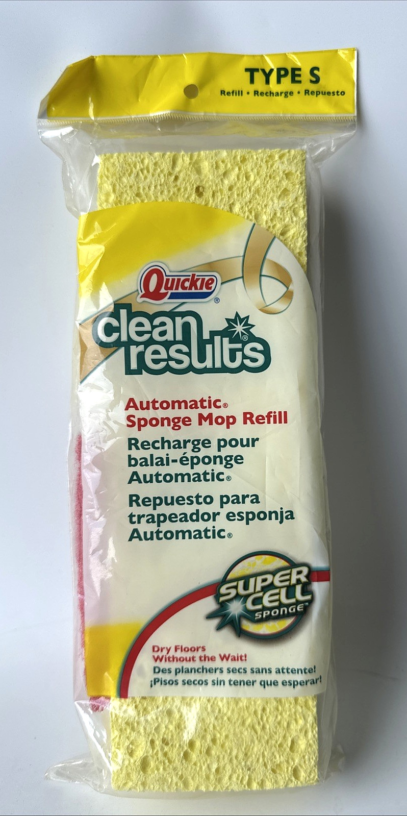 NEW Quickie Clean Results Type S Automatic Sponge Mop Head Refill #0442CR Sealed gallery