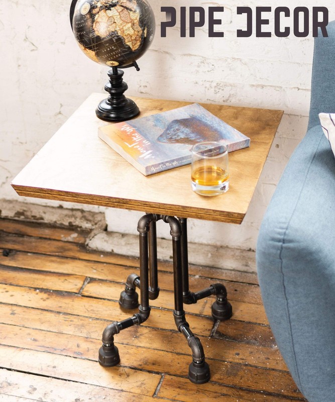End Table Leg Set, Rustic Industrial Side Table Base Kit, Dark Grey Black Rou... gallery