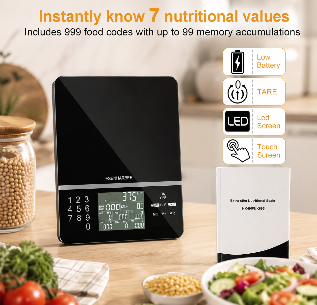 Food Scale Nutrition Calculator LCD Digital Scale Calorie Counter g oz lb mL Pro gallery