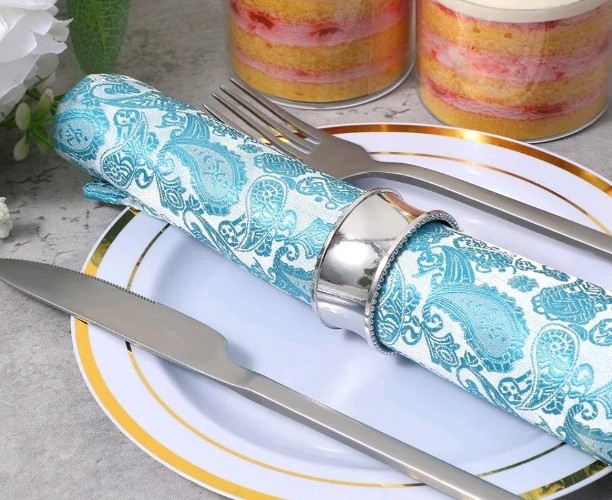 12 PC Stainless Steel Bead Side Napkin Rings Silver 1.97in x 0.98in New gallery