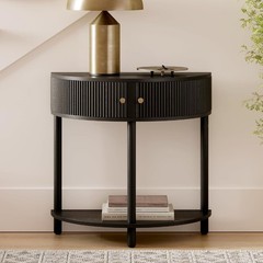 Stead Entryway Table Fluted Half Moon Console – Table, Black