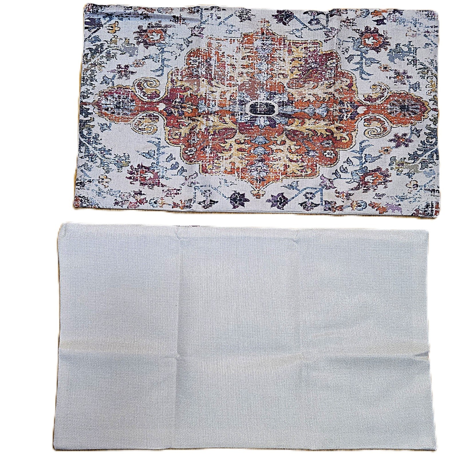 Orange, Blue Multicolor Boho/Ethnic Design Pillow Covers. 20" x 12" Set of 2 gallery