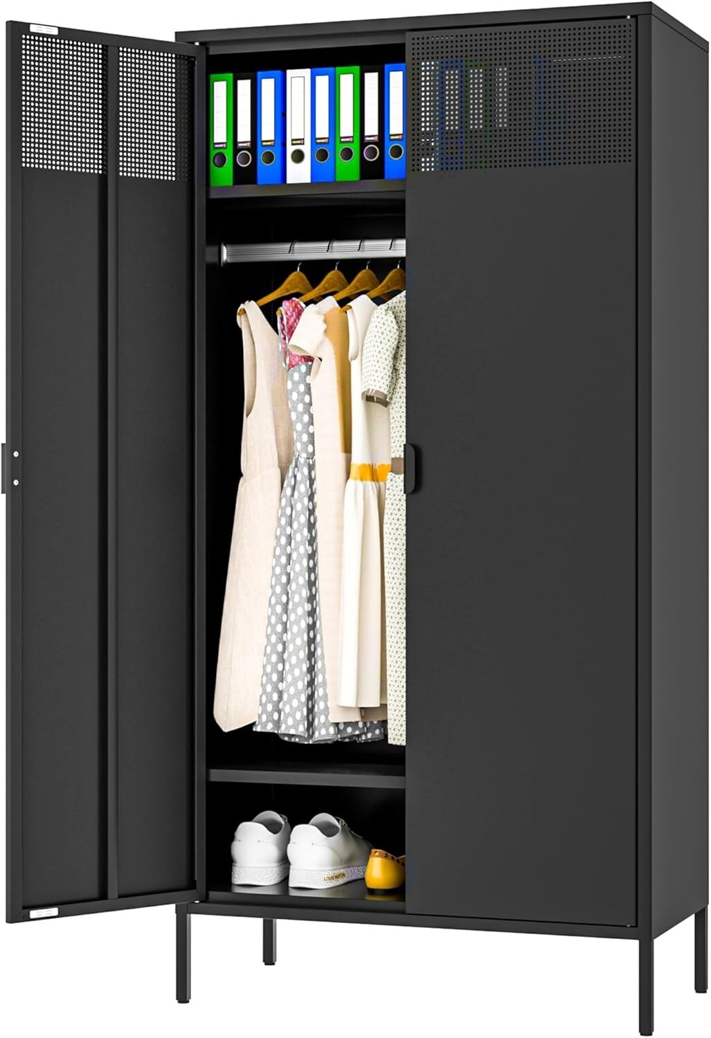Cofar 71" Metal Wardrobe Cabinet With Hanging Rod,Pantry Cabinet,Metal Cabinet gallery