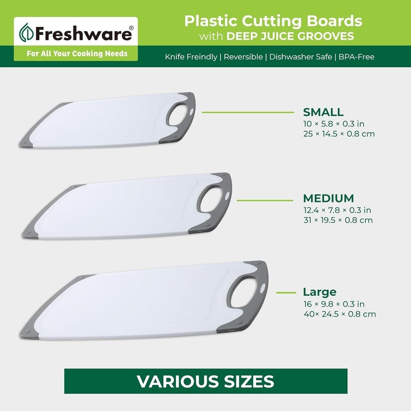 Reversible Cutting Board Set - 3 Sizes with Juice Grooves & Non-Slip Handles gallery
