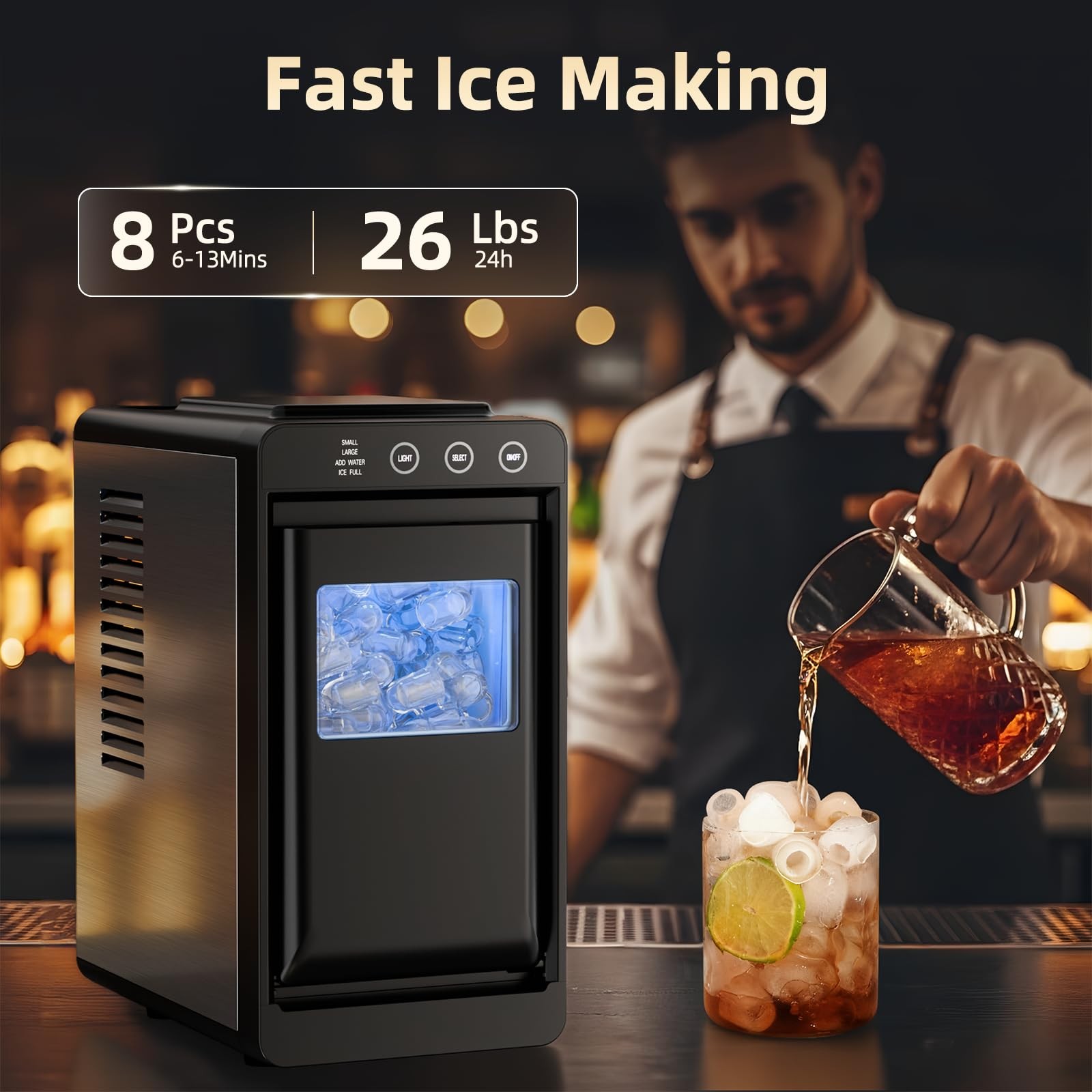 Antarctic Star Ice Maker, Portable Machine with 26Lbs/24H, Matte Black gallery