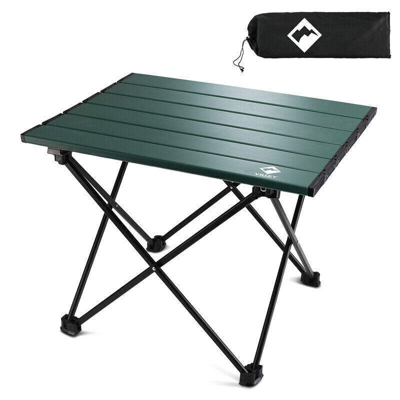 VILLEY Camping Side Table Aluminum Roll Up Folding Beach Table 19''withCarry Bag gallery