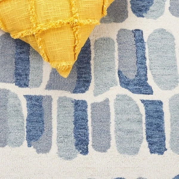 8x12 ft Handmade Hand‑Tufted Wool Area Rug Blue Abstract Modern Living Room Rug gallery