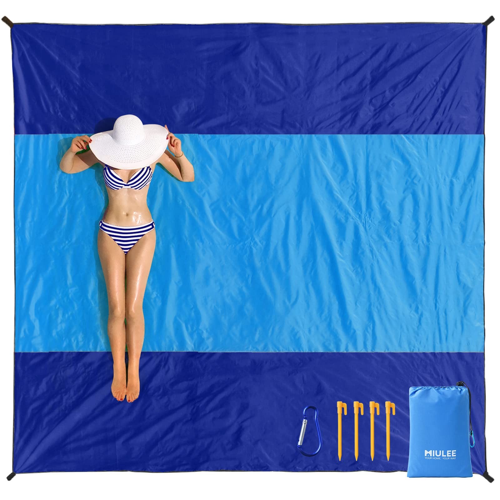 Beach Blanket Waterproof Sandproof, Extra Large 78" x 82" Beach Mat Oversized... gallery