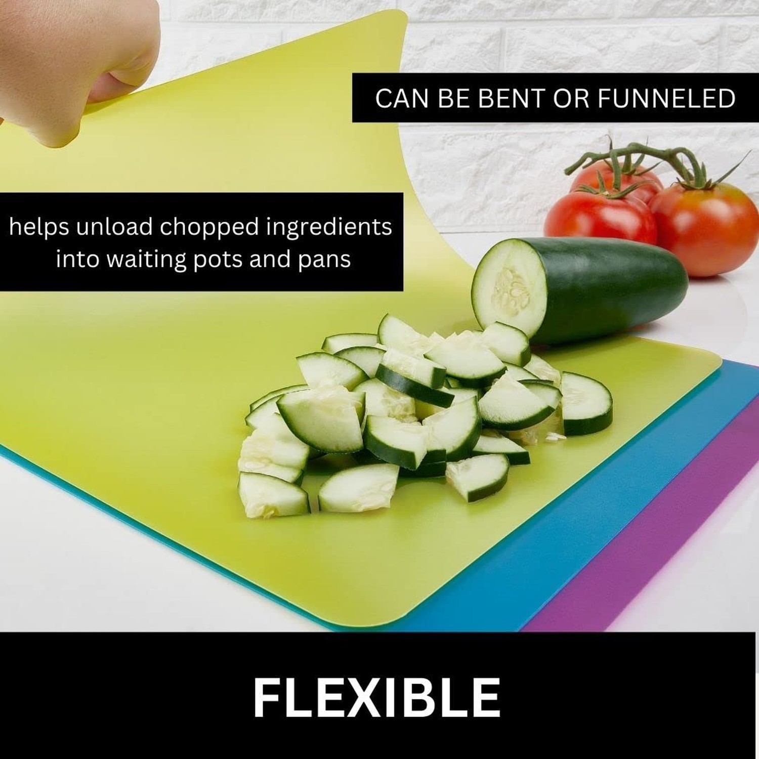 Nicole Home Collection Flexible Cutting Mats Set of 3 - BPA-Free Plastic Colo... gallery