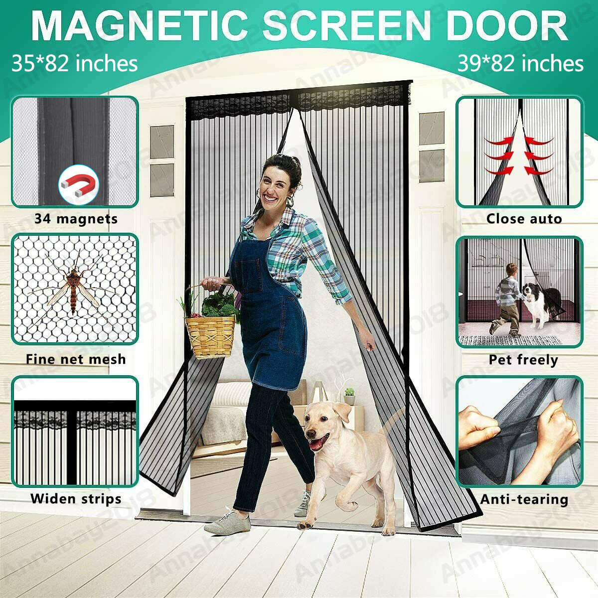 Magnetic Screen Door Heavy Duty Hands-Free Mosquito Mesh Anti Bugs Fly Curtain gallery