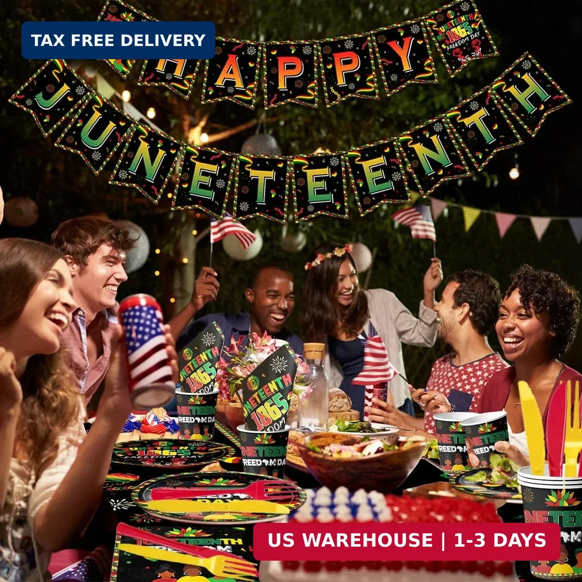Juneteenth Party Supplies - 142Pcs June 19th Freedom Day Plates and Napkins Tabl gallery