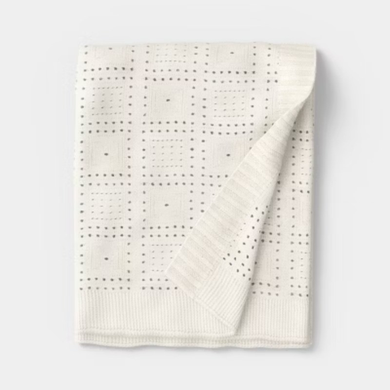 Knit Throw Blanket Ivory gallery