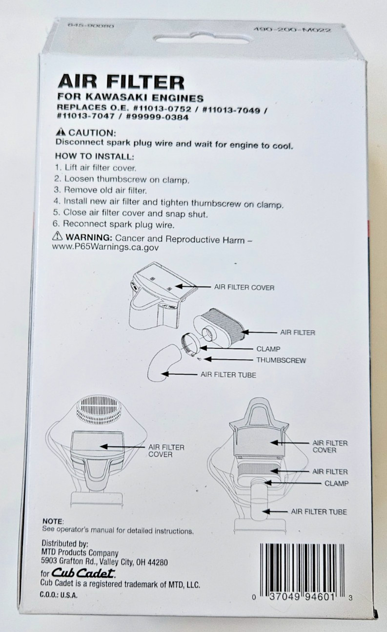 Kawasaki Paper Air Filter for 4-cycle gallery