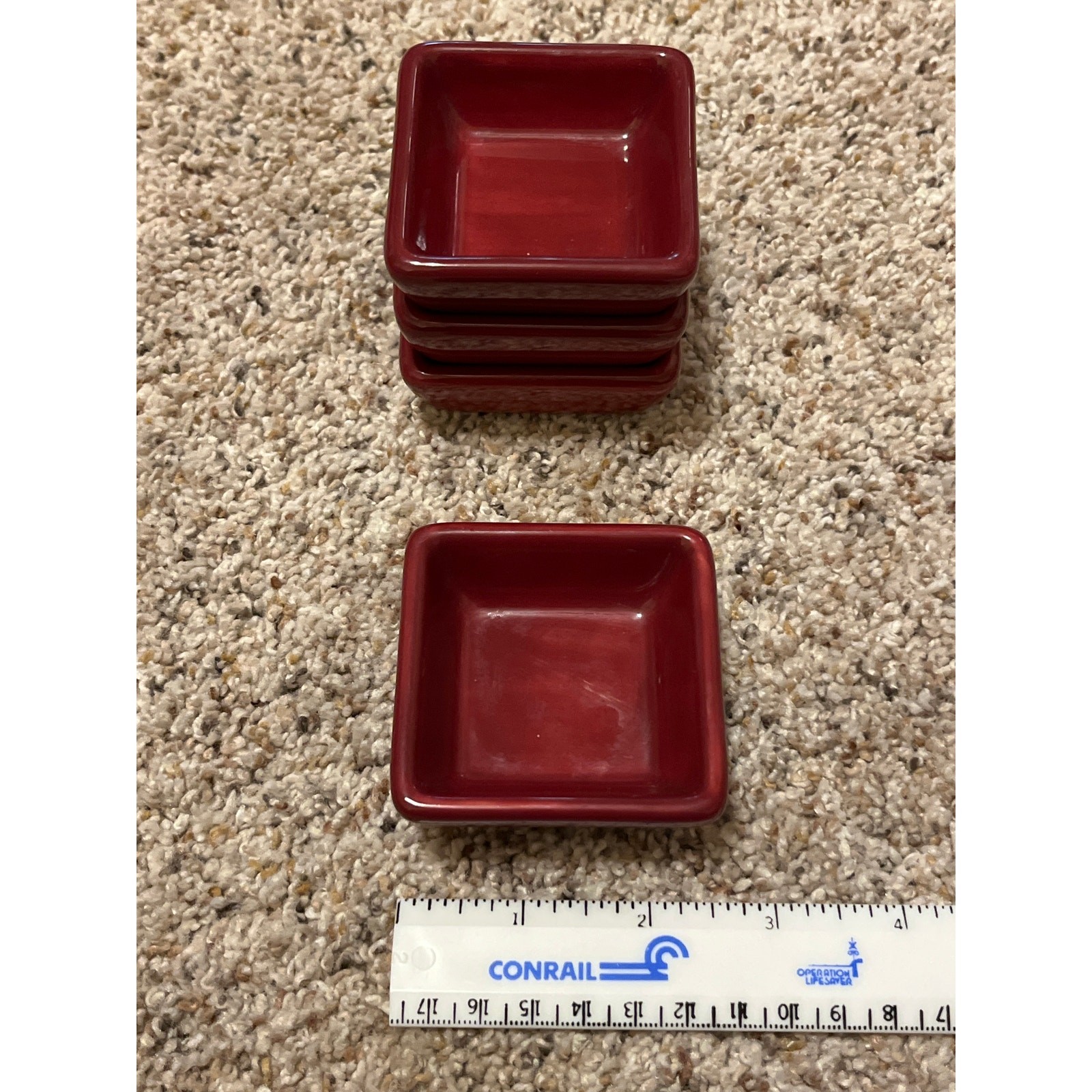 Pampered Chef Simple Additions Petite Squares Cranberry Dip Bowls gallery