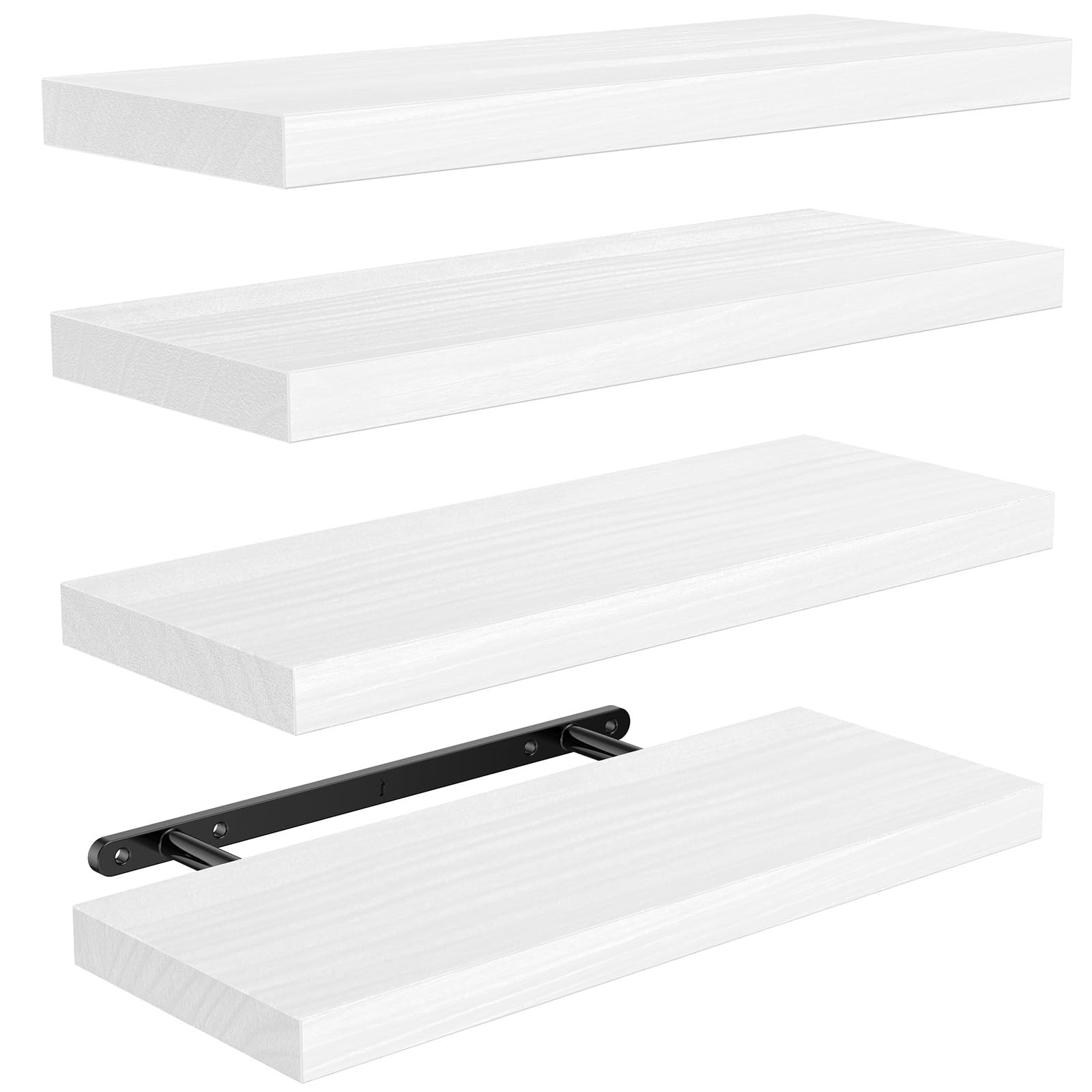AMADA HOMEFURNISHING Floating Shelves, Paulownia Wood Wall Shelves for Bathro... gallery