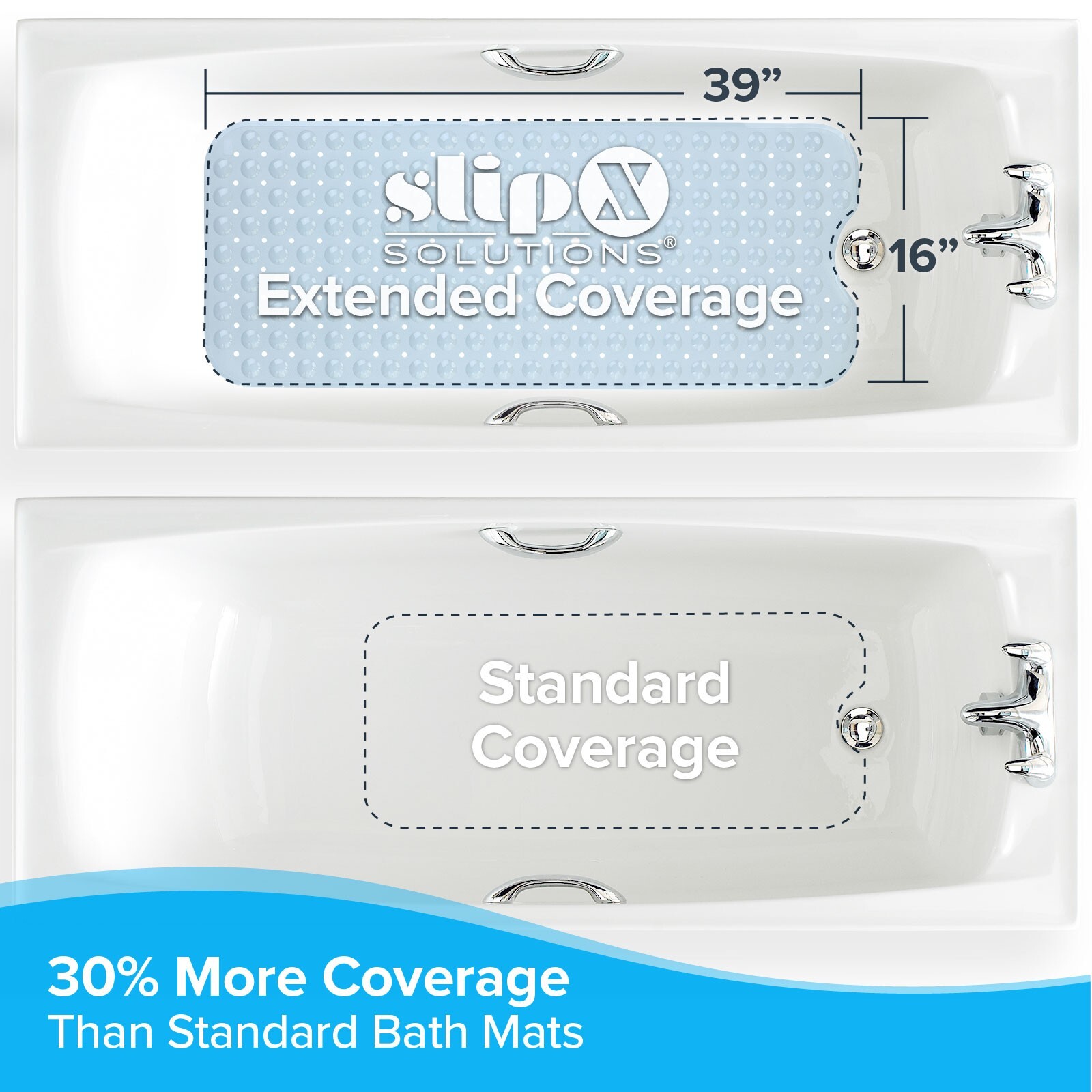 Extra Long Bath Mat (16"W x 39"L) in Gray by SlipX Solutions gallery