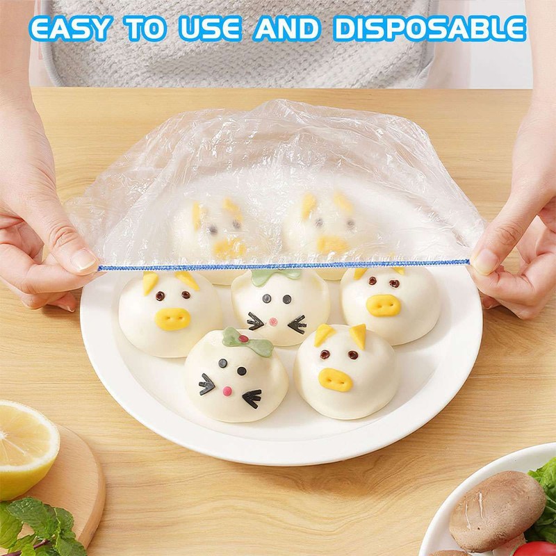Lot Disposable Food Cover Plastic Wrap Elastic Food Covers For Fruit Bowl Cup gallery