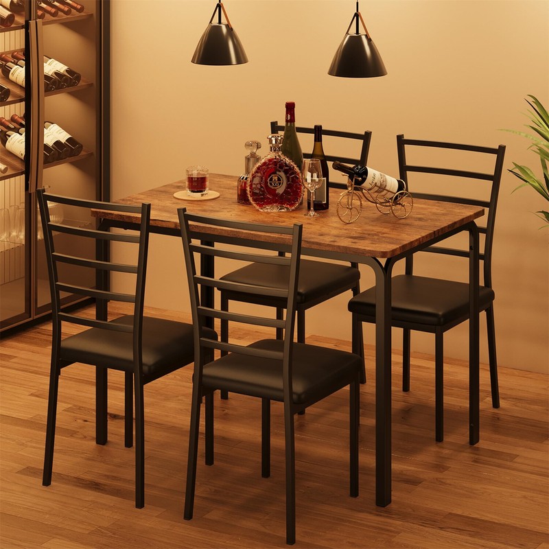 ☑️Dining Table Set for 4 Table and Chairs Upholstered Seat Dinette Furniture gallery