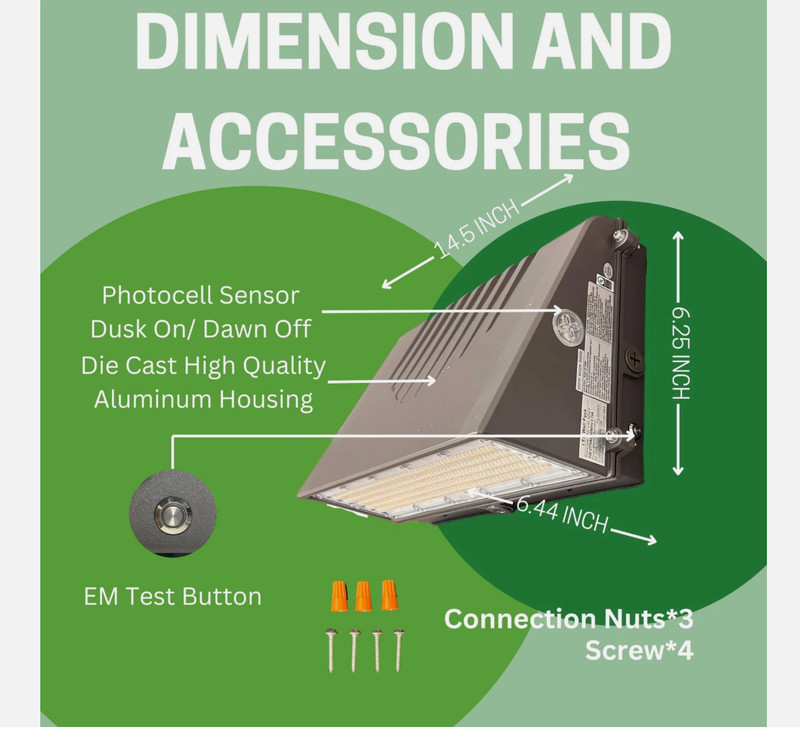 Full Cutoff Wall Pack 80W with Emergency Battery Backup, With Photocell Dusk ... gallery