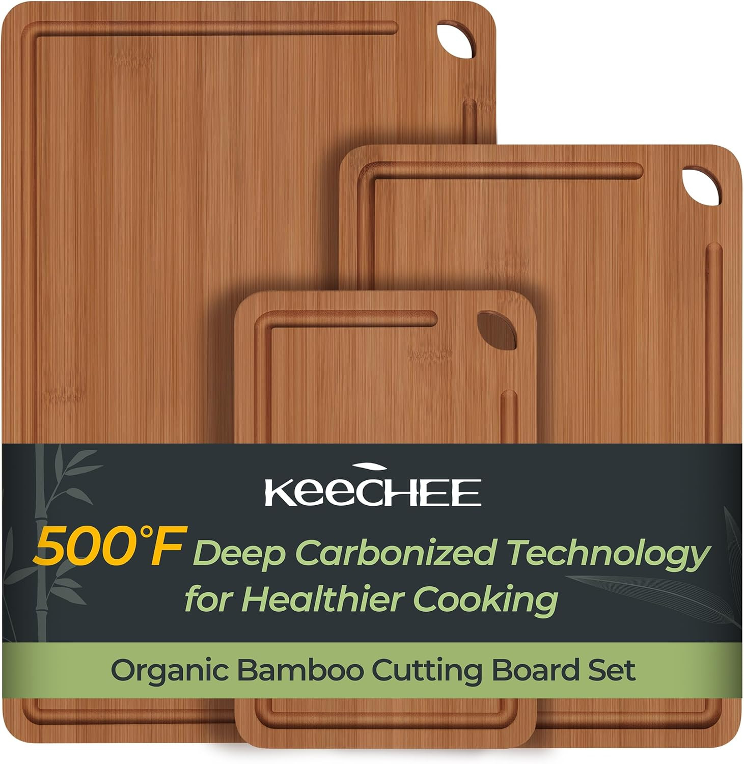 Bamboo Wood Cutting Board Kitchen Juice Grooves Built-In Handles Kitchen Gifts gallery