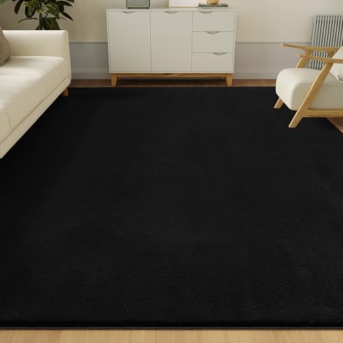 Solid Washable Area Rug - 5x7 Medium Pile Faux Cashmere Carpet for Living Room gallery