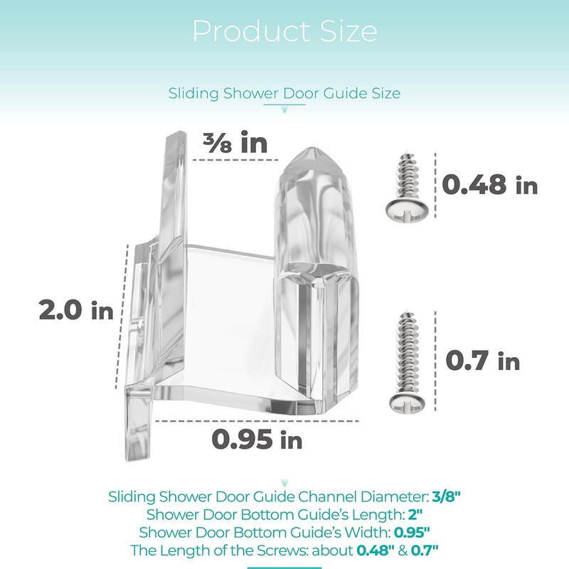 Sliding Shower Door Bottom Guide with Screw for 3/8 in Glass Sliding Doors,Clear gallery