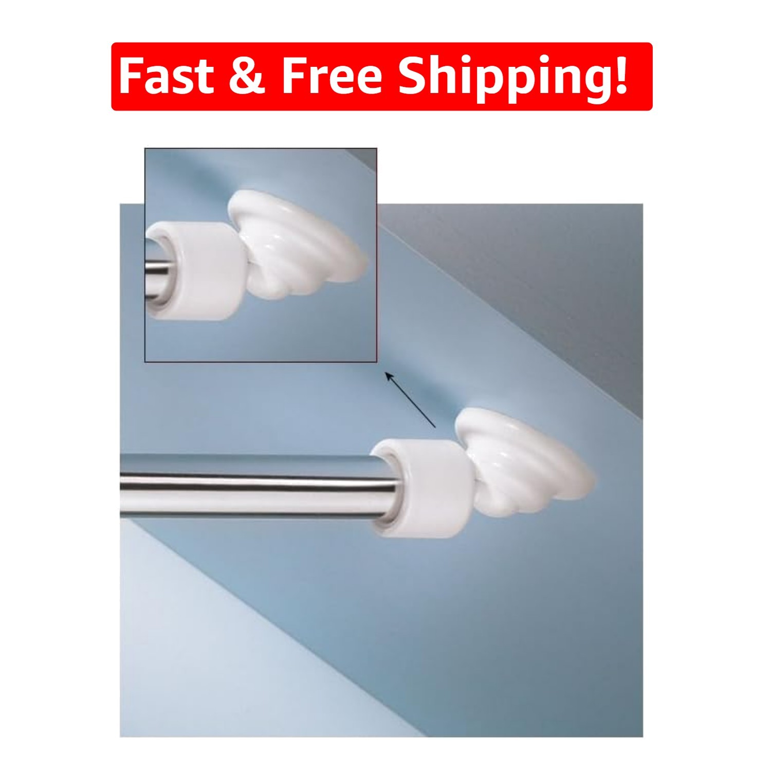 Easy-to-Install Shower Rod Mount for Sloped Walls - All Hardware Included gallery