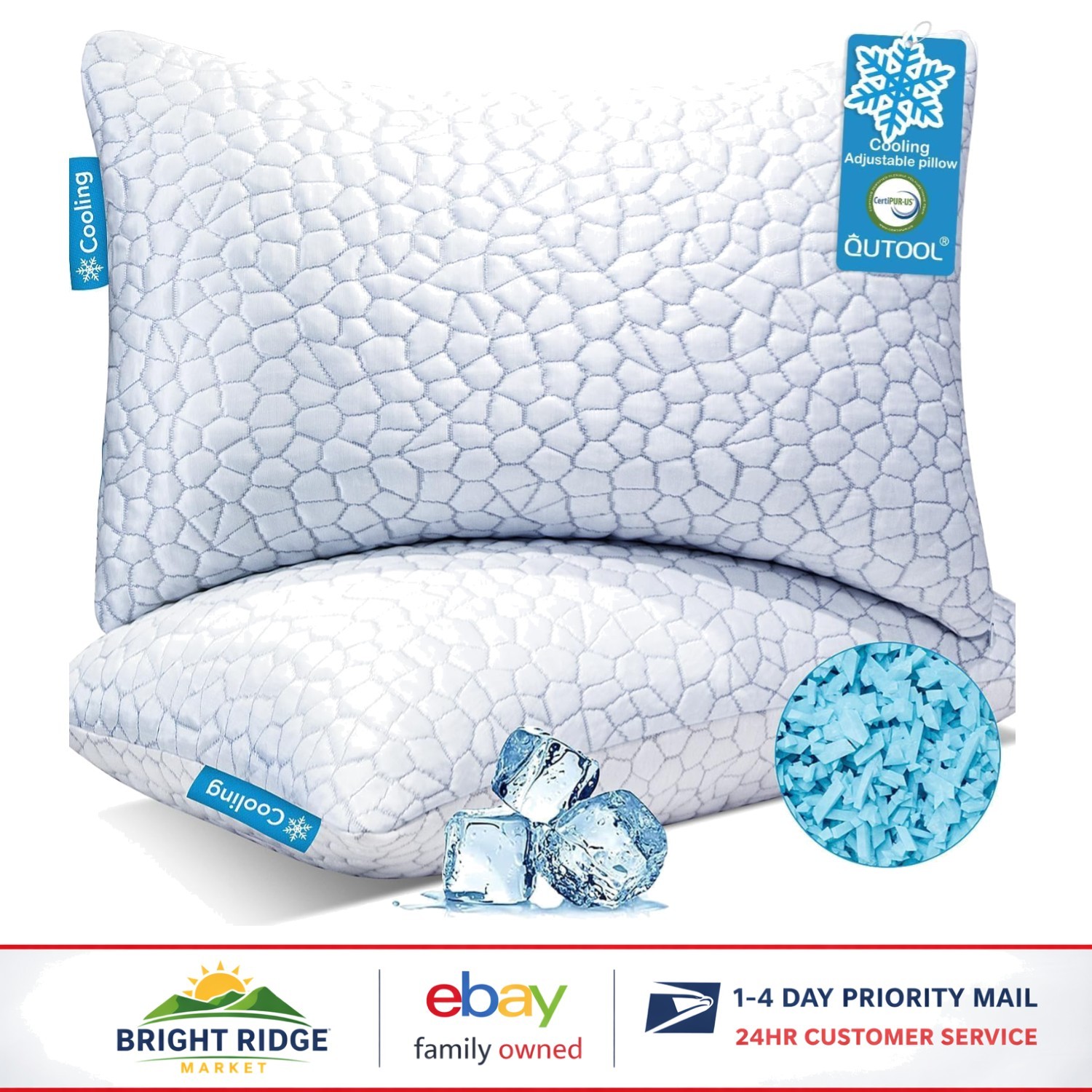 Medium Firmness Cooling Pillows for All Sleeping Positions - Set of 2 gallery