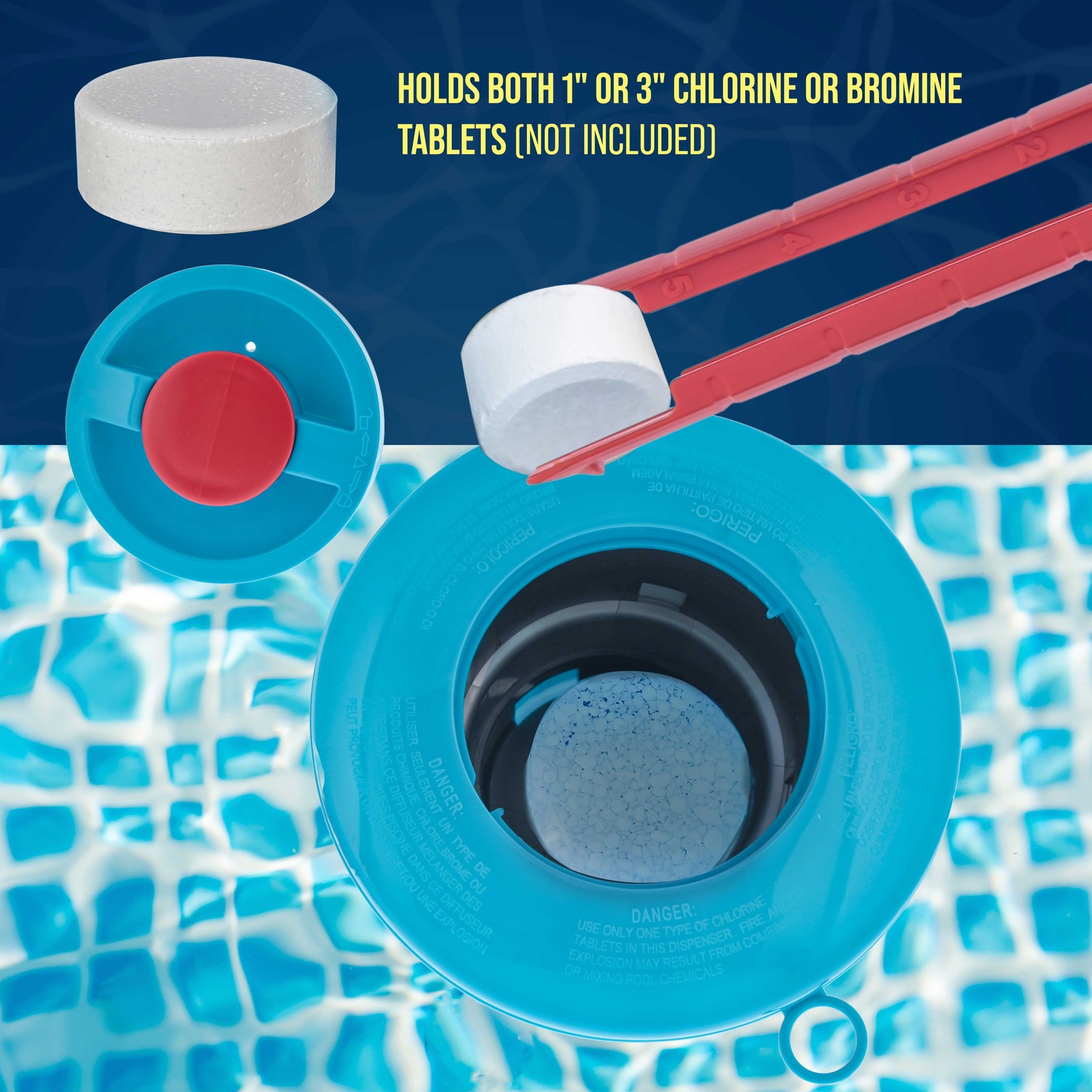 U.S. Pool Supply Cleaner Floater Dispenser, Pop-Up Refill Indicator, 3" Tablets gallery