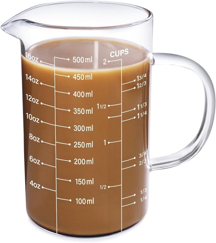 Versatile 500ml Glass Measuring Cup with Accurate Acid-Resistant Scale gallery